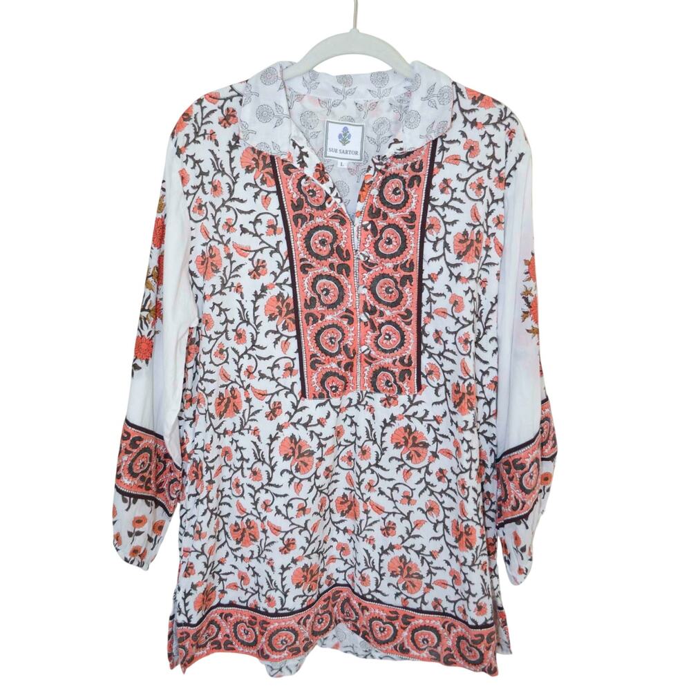Sue Sartor Tunic Top Floral Size Large